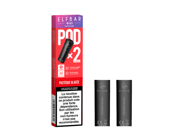 Boîtes 2 pods Elfbar 4en1 Pastèque ice 10MG