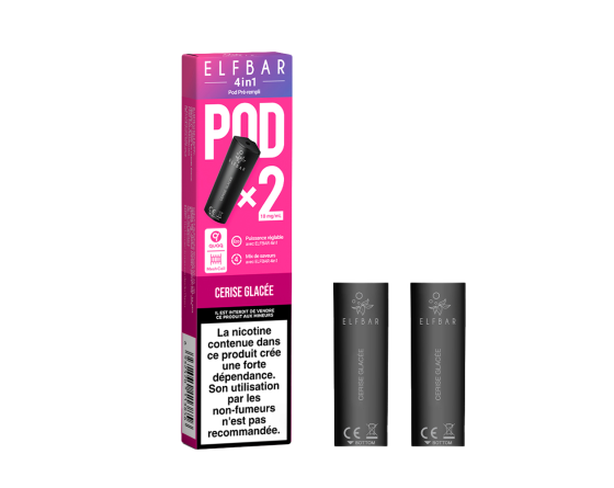 Boîtes 2 pods Elfbar 4en1 Cerise ice 10MG
