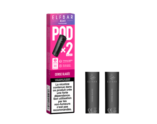 Boîtes 2 pods Elfbar 4en1 Cerise ice 10MG