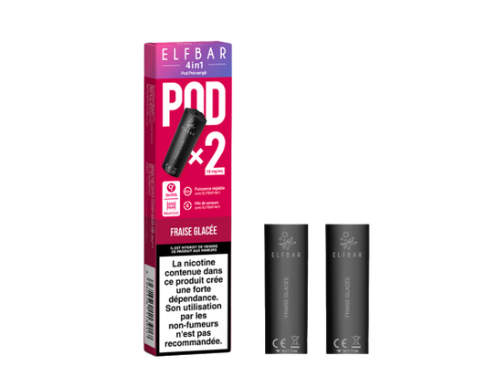 Boîtes 2 pods Elfbar 4en1 Fraise ice 10MG