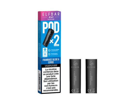 Boîtes 2 pods Elfbar 4en1 Framboise bleue et cerise 10MG