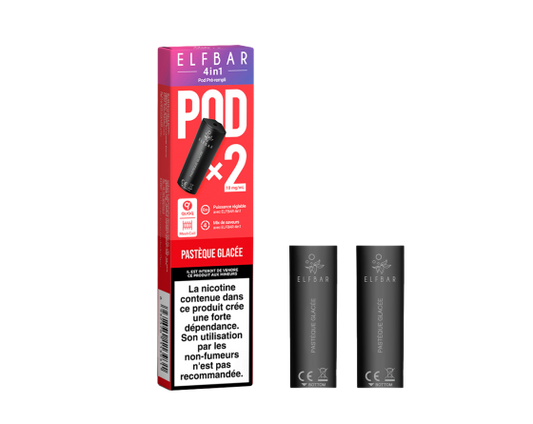 Boîtes 2 pods Elfbar 4en1 Pastèque ice 10MG